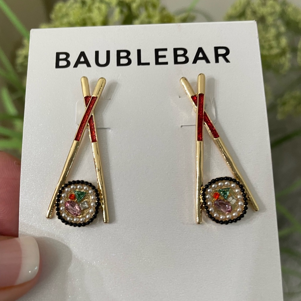 BAUBLE BAR “SUSHI /CHOPSTICKS” SPARKLY PIERCED EARRINGS